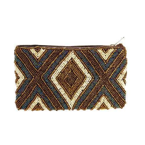 Almasi Blue Beaded Clutch
