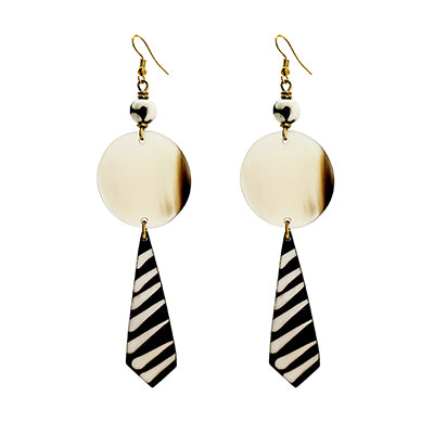 Muundo Earrings - Zebra Pendant