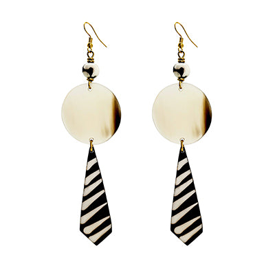 Muundo Earrings - Zebra Pendant ink