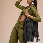 Harakati Fringe Tote - Black