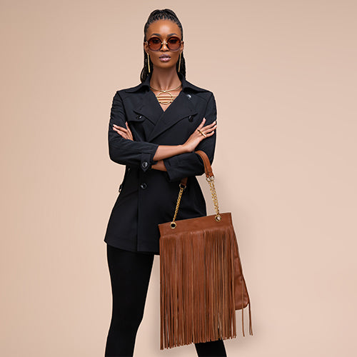 Harakati Fringe Tote - Tan