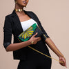 Kadogo Clutch - Black Base with Green-Yellow Ankara Flap