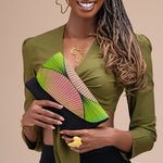 Kadogo Clutch - Black Base with Pink-Green Ankara Flap
