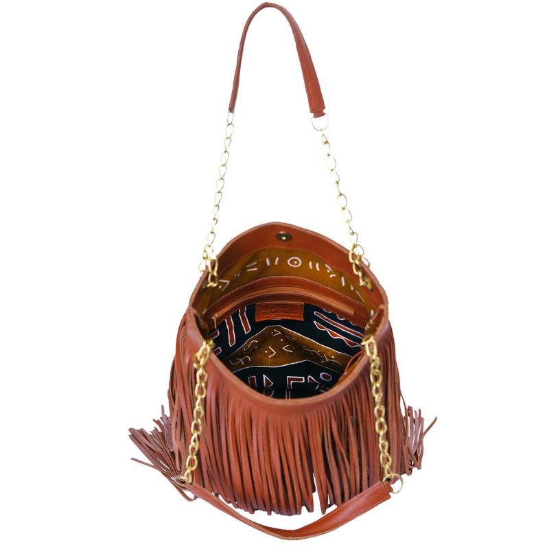 Harakati Fringe Tote - Tan