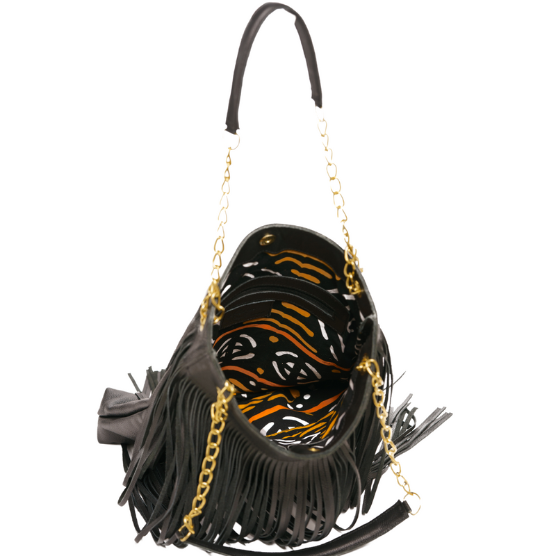 Harakati Fringe Tote - Black