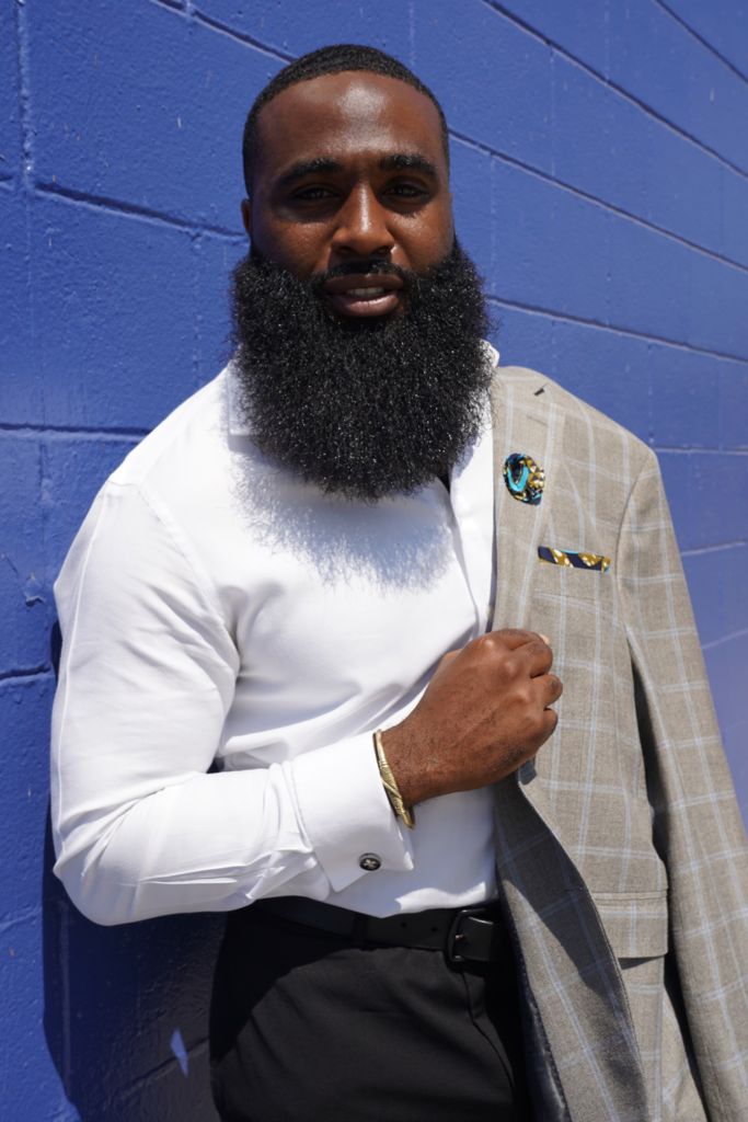 Blue and Gold Ankara Pocket Square + Lapel Pin